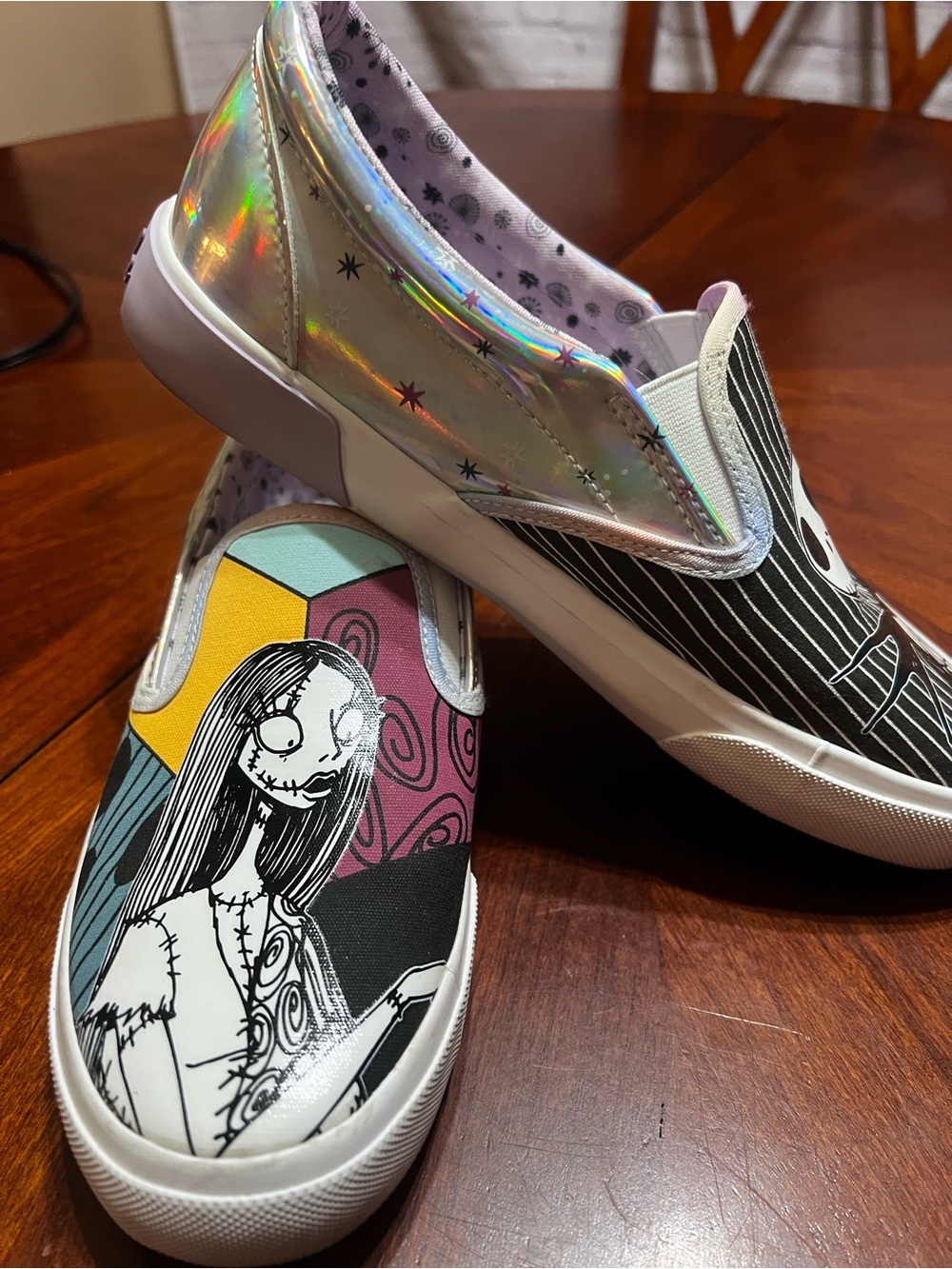 Disney Slip-On Sneakers, Black, Purple, Yellow, Blue Jack and Sally Slip On - Picture 3 of 10